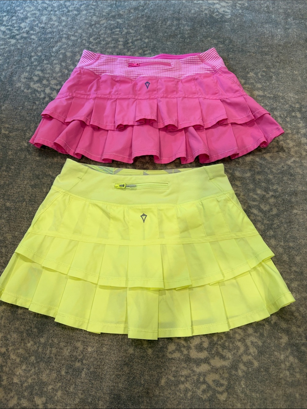 Girls' Ruffled Active Skorts Pink & Neon Yellow (2)
